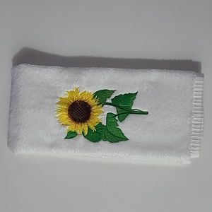 white heavy embroidered hand towel